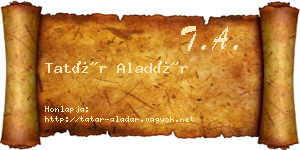 Tatár Aladár névjegykártya